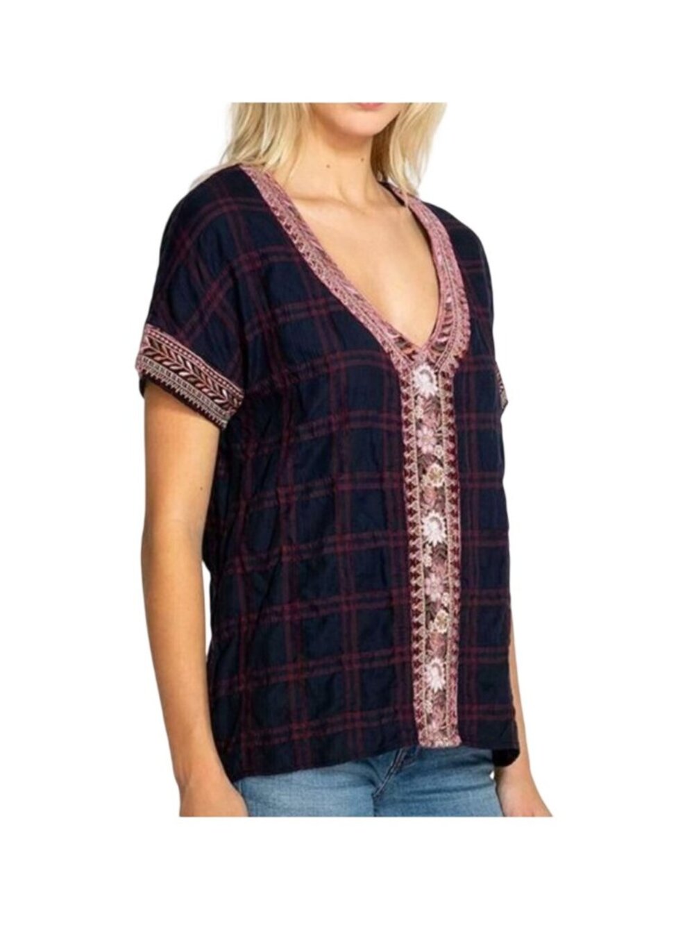 Johnny Was Cosette Velvet Mix short sleeve Top - Size XS - Picture 1 of 5